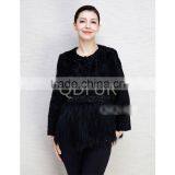 QD80711 Ladies Winter Warm Karakul Sheep Fur With Fox Fur Jacket thumbnail-1