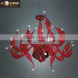 Italian Design LED Red Swan Chandelier Venetian Glass Pendant Light Hanging Lamp Suspended Lighting Fixtures CZ9091/24RE