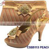 CSB5113 Green - Light Blue -peach -pink 2016 New Fashion Popular Series African Shoes Matching Bag With Rihinstone for Lady thumbnail-3