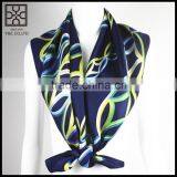 2015 Fashion Dark Blue Square Printed Silk Scarf thumbnail-1