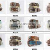2015 New Design Western Cross Conchos White Croc-Skined Rhinestone Belt thumbnail-3