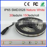 3528 30leds/m 12v dc 5meter 12w IP65 waterproof 2years warranty warm white rgb blue yellow red color flexible strip light