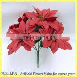 Indoor Artificial Christmas Flower Decoration H 25cm Silk Red Poinsettia Flower