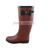 Women Red and White Plaid Rubber Boots