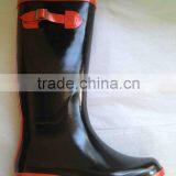 Stylish Black Body Color and Red Welt Rain Boots