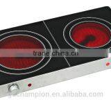 Portable Infrared Cooker Double Burners Black Crystal Panel Knob Control Induction Cooker thumbnail-1