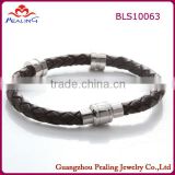 classic brown braided stainless steel magnetic fashion men's bracelet