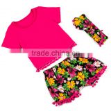 Cotton kids clothes wholesale cheap baby apparel floral girl summer set childrens boutique clothing
