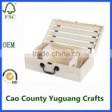 2 Bottle Wooden Wine Boxes Handmade Natural Pine Wood Wine Travel Storage Box thumbnail-2