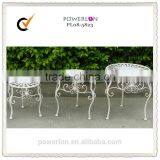 POWERLON Wrought Iron S/3 Small Planter Stand Antique White Outdoor Furniture thumbnail-2