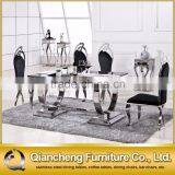 Fashionable Silver Frame Dining Table With Marble Top thumbnail-5