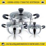 6Pcs Black Handle & Stainless Steel Cookware Set thumbnail-1