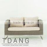 Coronado Wicker Bench With Stainless Steel Base - Contemporary Rattan Furniture Bench. thumbnail-4