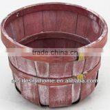 RED WASH ROUND BAMBOO CHIP BASKET thumbnail-1
