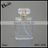 100ml Simple Best Sale Cosmetic Clear Empty Square Glass Perfume Bottle With Golden Metal Spray Plastic Cap Bulk Buy From China