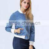 New Fashion Wholesale Long Sleeve Denim Jacket For Women thumbnail-3