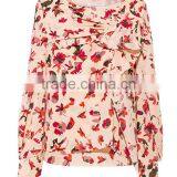 New Fashion Cotton Allover Round Neck Long Sleeves High Quality Direct Manufacturer See Through Collar Design Peasant Blouse thumbnail-2