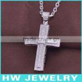 HWMCP1271 Micro Pave Setting Wood Cross Pendant thumbnail-1