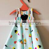Latest Fashion Designs Pictures With Printed Icing Cream Sun Girl Dress thumbnail-2