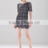 Black Crochet Dress Flower Pattern Cut-out Metallic Effect Dress for Adult SR-D9784 thumbnail-6