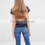 2016 Wholesale Women t Shirt Blank Cotton t and Model Shirt With Lace Sleeve thumbnail-2