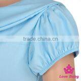 2LLY-117 Lovebaby Wholesale Light Blue Plain Cotton Short Sleeve Baby Romper Custom 0-6 Years Olds Girls Clothes Kids Romper thumbnail-6