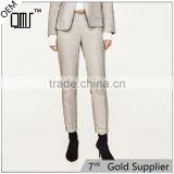 Elegant Fancy Roll-up Hem Linen Grey Dress Pants With Braided Belt thumbnail-1