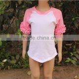 Top Quality Cotton Baby Girl Plain t- Shirt Summer Children t Shirt Ruffled Matching Color Baby Clothing thumbnail-2