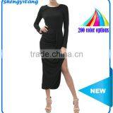 Hot Sale High Quality 95% Bamboo 5% Spandex Side-Slit Maxi Fancy Dress China thumbnail-1