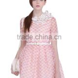Girls organza printed pink sweet dresses