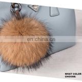 High quality fluffy cute real raccoon fur pompon ball keychain