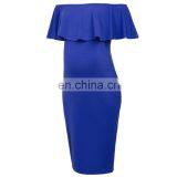 Grace Karin Sexy Women's Off Shoulder Hips-Wrapped Blue Maternity Bodycon Pencil Dress CL010625-2 thumbnail-3