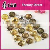 2016 High Quality Vintage Antiqued Metal Dome Shank Buttons Military Brass Buttons
