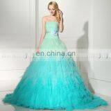 Gorgeous Strapless Sleeveless Lace-Up Organza Ruffles Gradient Color Ball Gown Prom Dresses SD362 thumbnail-3