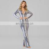 New Arrival Women Sexy Fall Bodycon Dresses Printed Long Sleeve Clubwear Party Casual Dress thumbnail-2