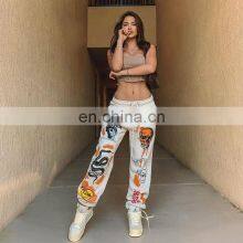 2021 Autumn and Winter New Fashion Street Trend Multi-pattern Printing Strap Thick Warm Casual Pants thumbnail-4