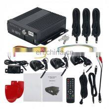 4CH Vehicle Car Mobile DVR Security Video Recorder with 4 CCD Camera Cable Remote