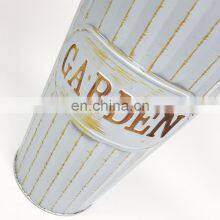 New Design Wholesale Home Decorative Garden Tabletop Plants Antique White Color Metal Painting Flower Pots With Hemp Handle Flower Vase thumbnail-4