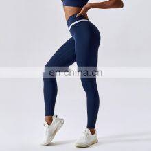Contrasting Color Scrunch Butt Lift Yoga Leggings Wholesale High Waist Sports Workout Pants thumbnail-4