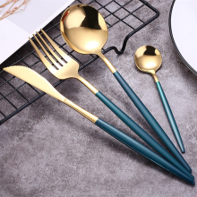 Factory Direct Sell Cheap Price Set of 4 Pieces Blue Silver Color 304 Stainless Steel Cutlery Set for Hotel Bar Restaurant thumbnail-3