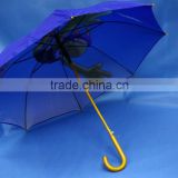 Customized Cute cartoon design wooden 24 inch x 8 ribs auto-open Straight umbrella