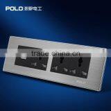 2015 New Design Stainless Steel PC Material Multi-role Telephone With Three 3 Pin Universal Socket