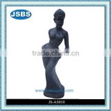 Polished black marble girl statue