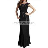 French Fine China En. Big Size Women Dress High Front Low Back Sequins Black High Fashion Bow Evening Dresses thumbnail-6