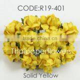 Solid Yellow , Small Handmade Mulberry Paper Flower, Wedding Party, Scrap-booking Crafts, Wholesale 19/401 thumbnail-1