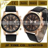 Luxury Rose Gold case Chronograph function Black Wrist Watch Quartz geneva rose gold watch