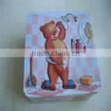 Wholesale Little Bear Bath Catoon Small Square Butter Cookies Tin thumbnail-2