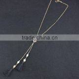 2015 Newest Long Black Tassel Pendant Pearl Inlaid Gems Necklace thumbnail-1