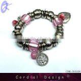 Fashion Jewelry Pink Bead With Heart DIY Charm Bracelet 2013 thumbnail-1