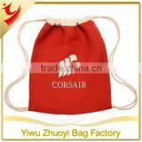 Customized Jute Burlap Drawstring Backpacks Printed With Logo Design Wholesale thumbnail-4